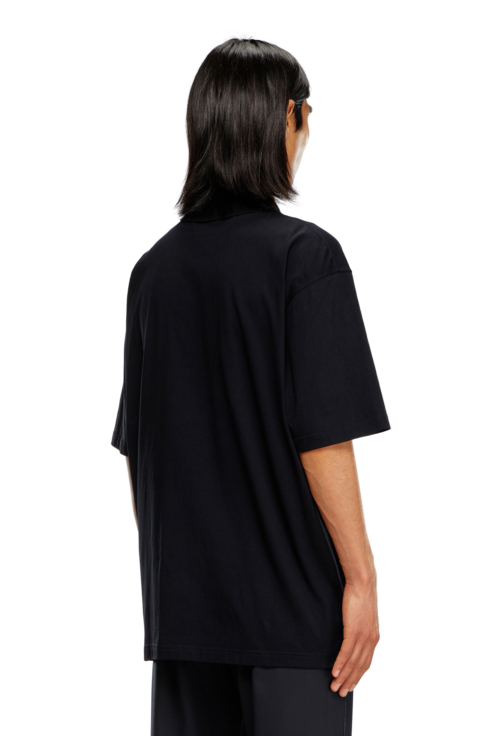 Diesel - T-VOR-OD, Man's Polo shirt with half zip in Black - 2